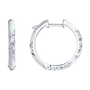 Серьги-кольца с белой эмалью