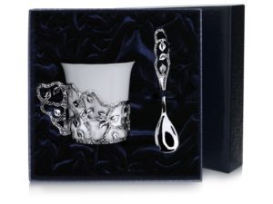 Набор  серебряная кофейная  чашка «Листопад»