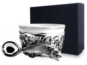 Серебряный набор для специй «Рыба» с чернением